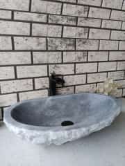 Gri Patlatma Elips Mermer Lavabo 2