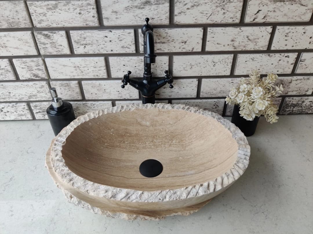 Traverten Special Elips Mermer Lavabo 2