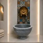 Gri Kulaksız Ayaklı Mermer Kurna 1