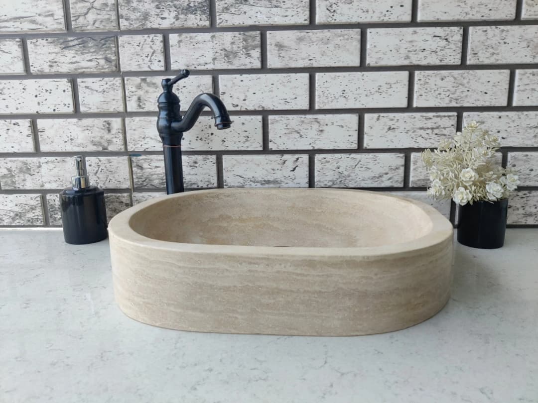 Traverten Oval Mermer Lavabo 1