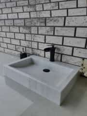 Beyaz Bevel Mermer Lavabo 4