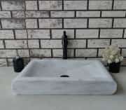 Beyaz Oval Yay Mermer Lavabo 1