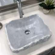 Gri Natural Patlatma Köşeli Mermer Lavabo 3