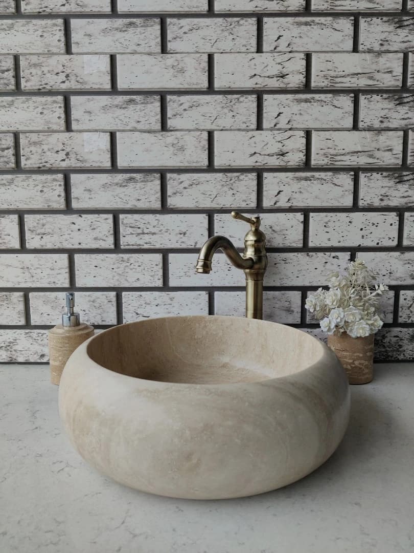 Traverten Lid Teker Mermer Lavabo 1