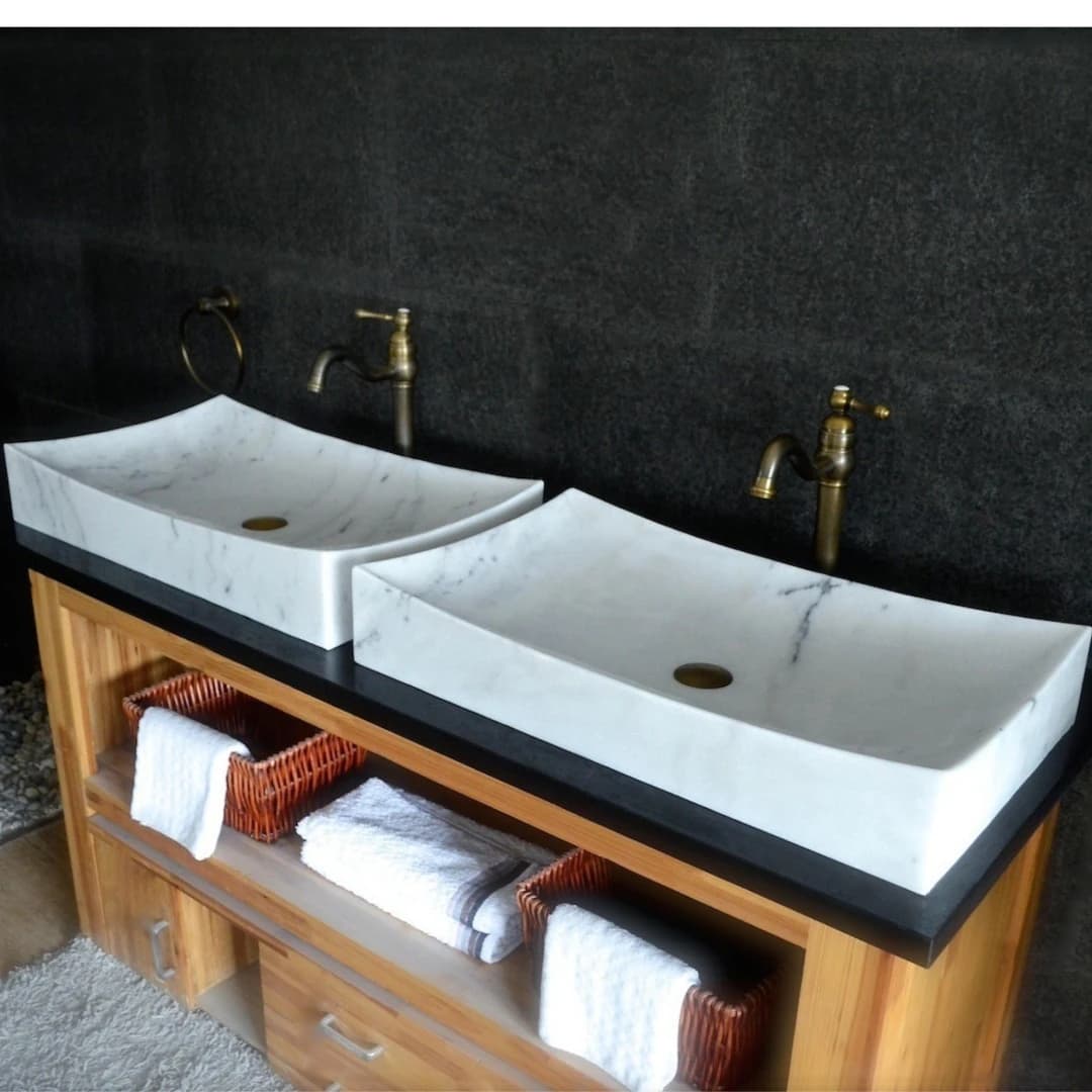 Beyaz Dikdörtgen Mermer Lavabo 5