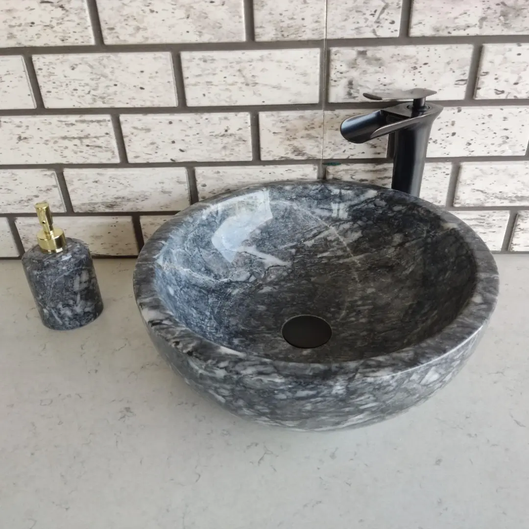 Karaca Siyah Çanak Mermer Lavabo 2