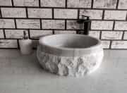 Beyaz Silindir Patlatma Mermer Lavabo 1