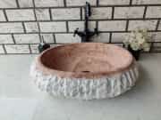 Traverten Red Patlatma Elips Mermer Lavabo 1