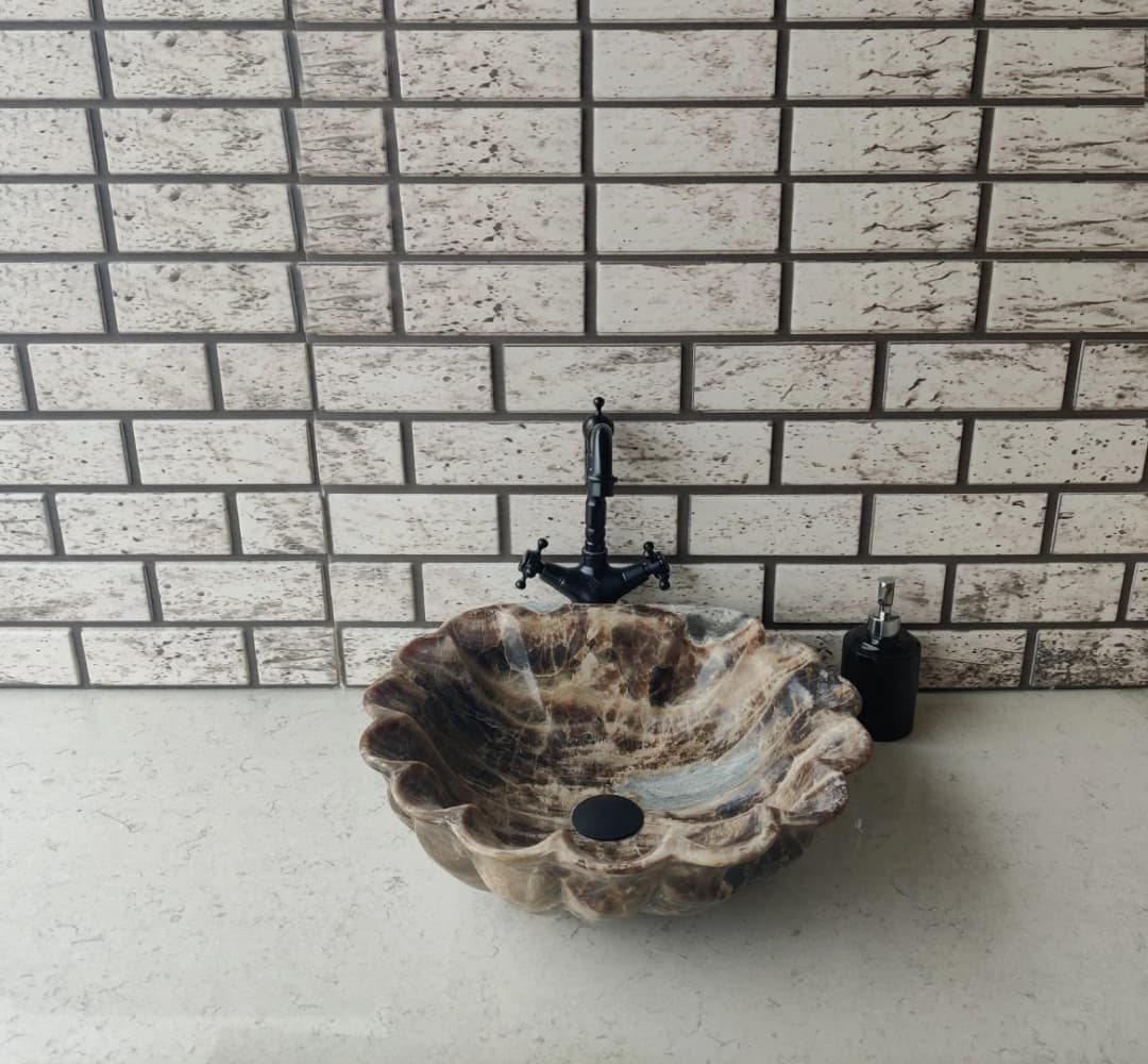 Onyx Flowers Mermer Lavabo 2