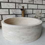 Traverten Silindir Mermer Lavabo 3