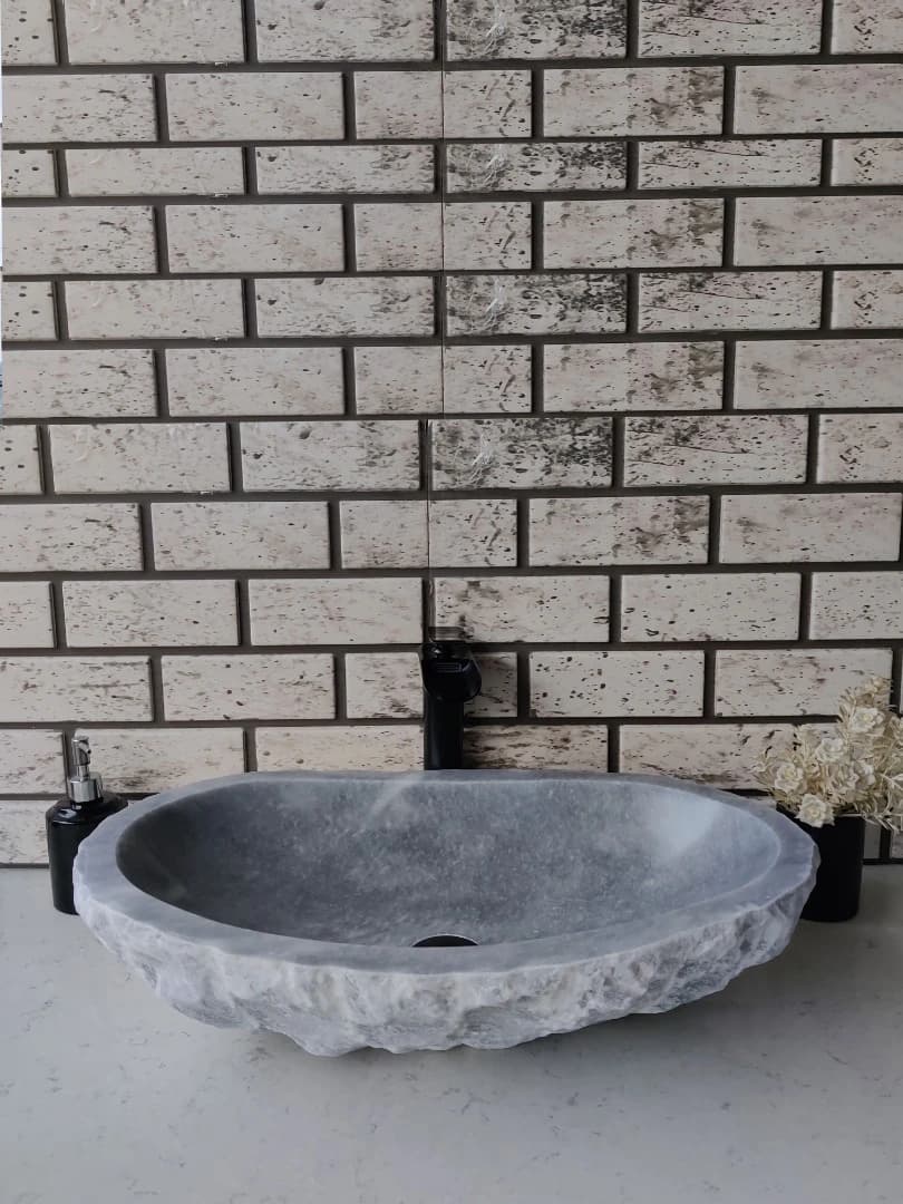 Gri Patlatma Elips Mermer Lavabo 6