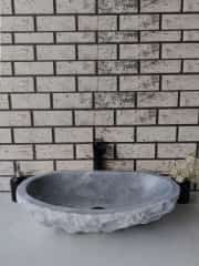 Gri Patlatma Elips Mermer Lavabo 6
