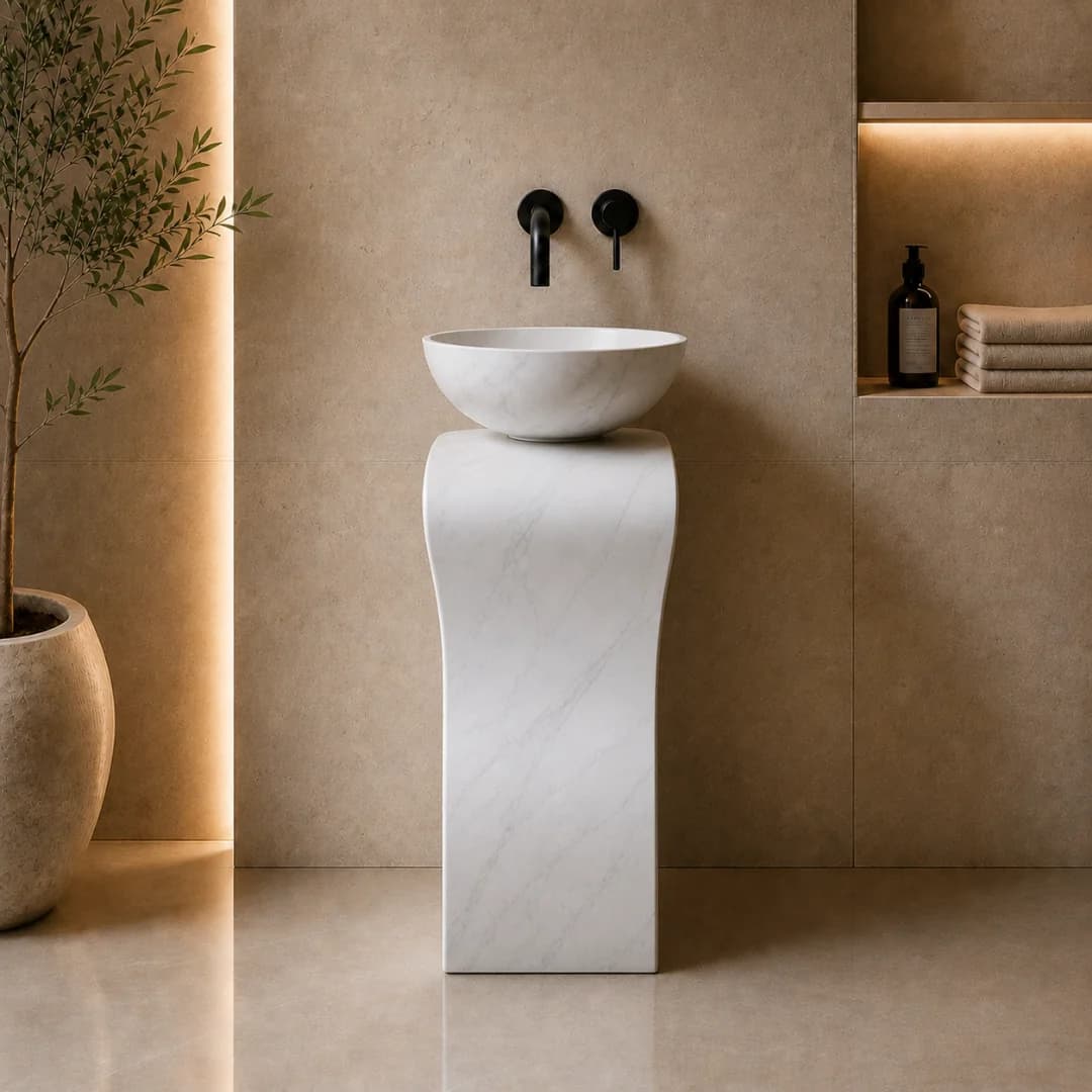 Beyaz Sole Dikey Lavabo