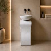 Beyaz Sole Dikey Mermer Lavabo 1