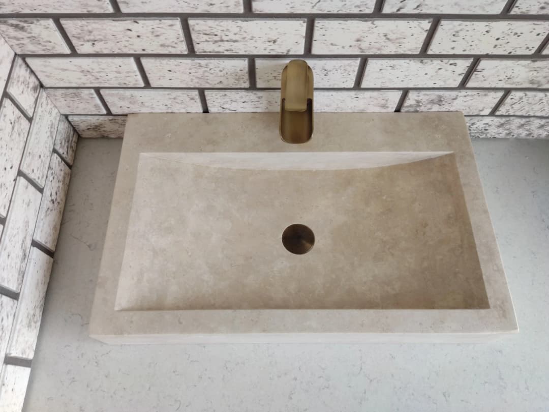Traverten Yay Köşe Mermer Lavabo 6