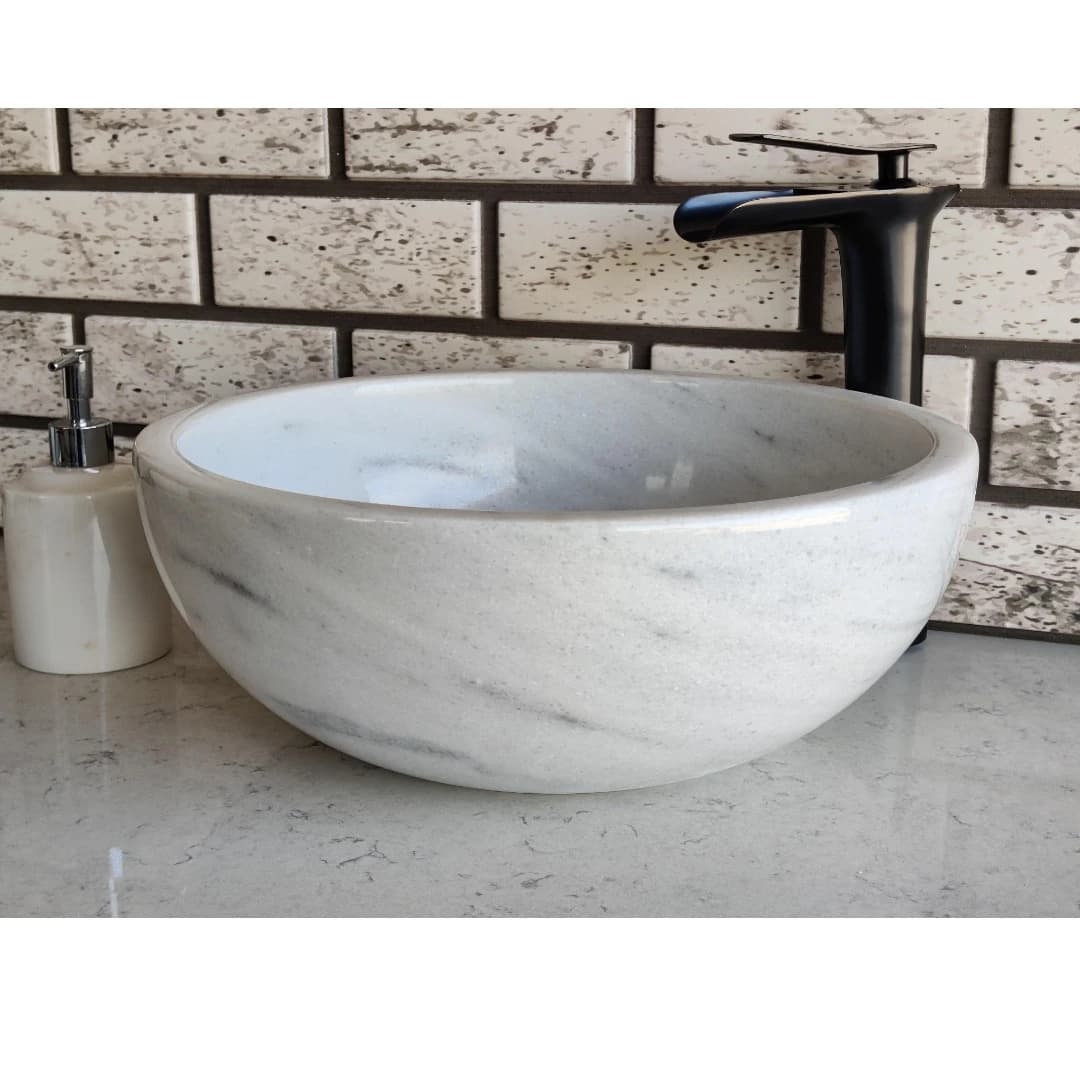 Beyaz Çanak Mermer Lavabo 3