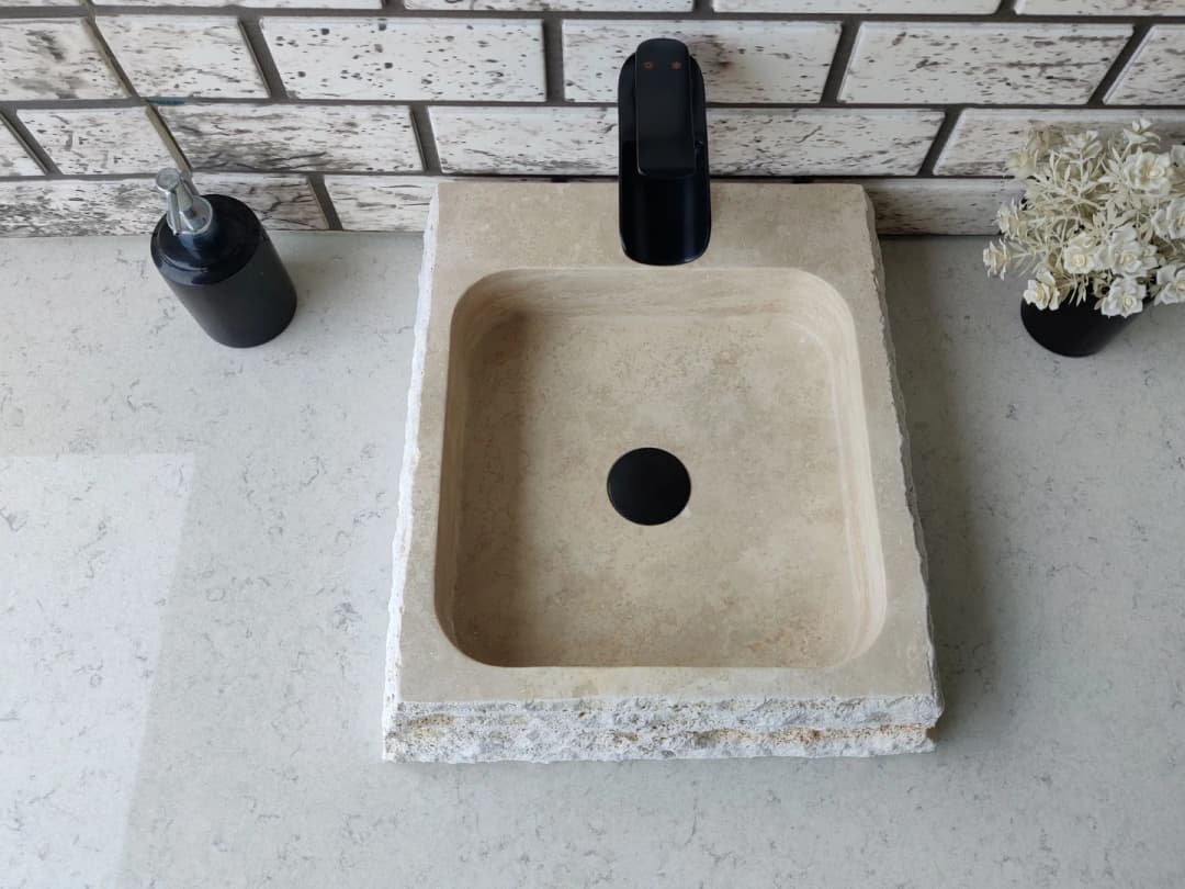 Traverten Mikro Patlatma Mermer Lavabo 3