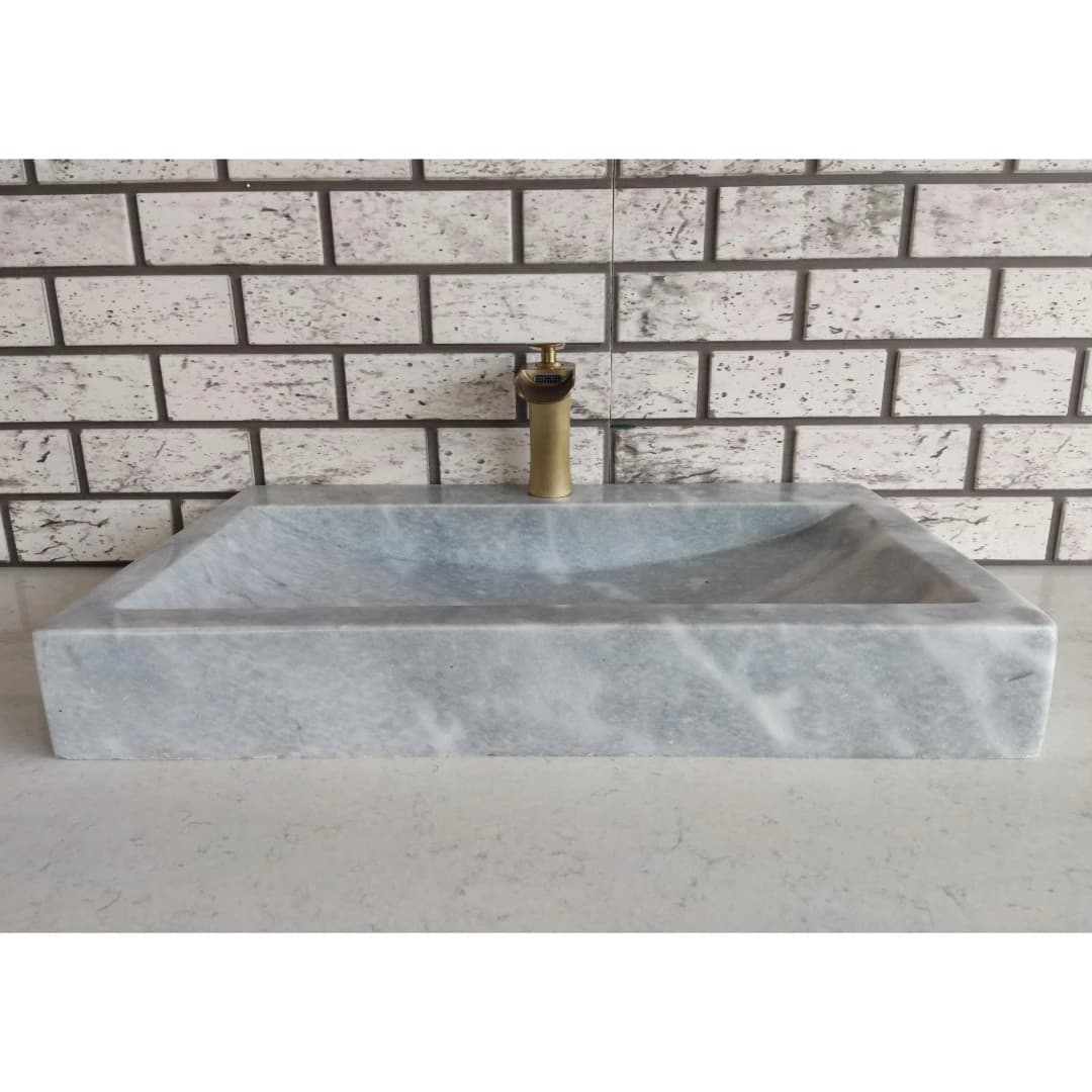 Gri Yay Köşeli Mermer Lavabo 2