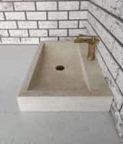 Traverten Yay Köşe Mermer Lavabo 5