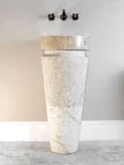 Bej Fuga Dikey Mermer Lavabo 2