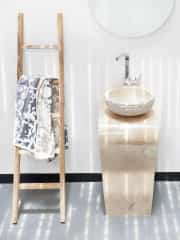 Bej Sole Dikey Mermer Lavabo 4