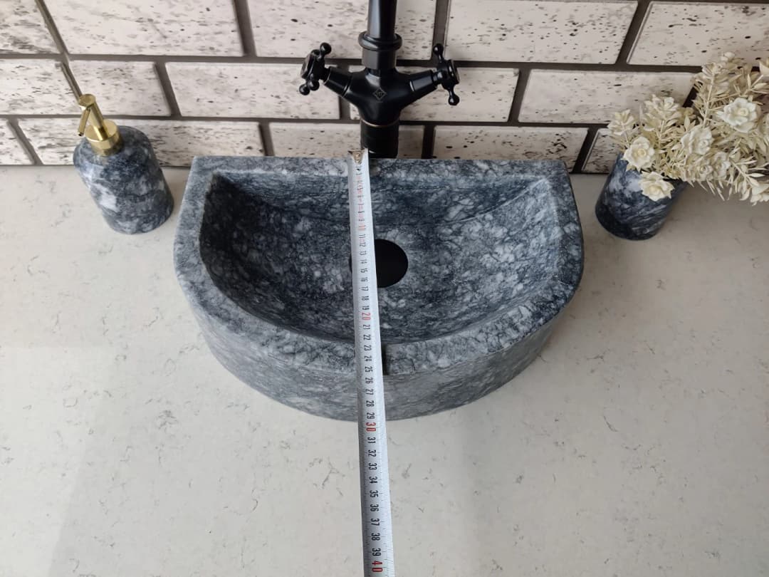 Karaca Siyahı Half D Mermer Lavabo 4