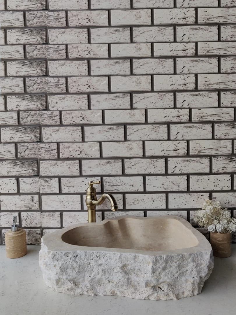 Traverten Natural Elips Mermer Lavabo 5