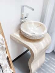 Bej Sole Dikey Mermer Lavabo 3