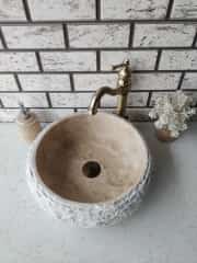 Traverten Teker Patlatma Mermer Lavabo 3