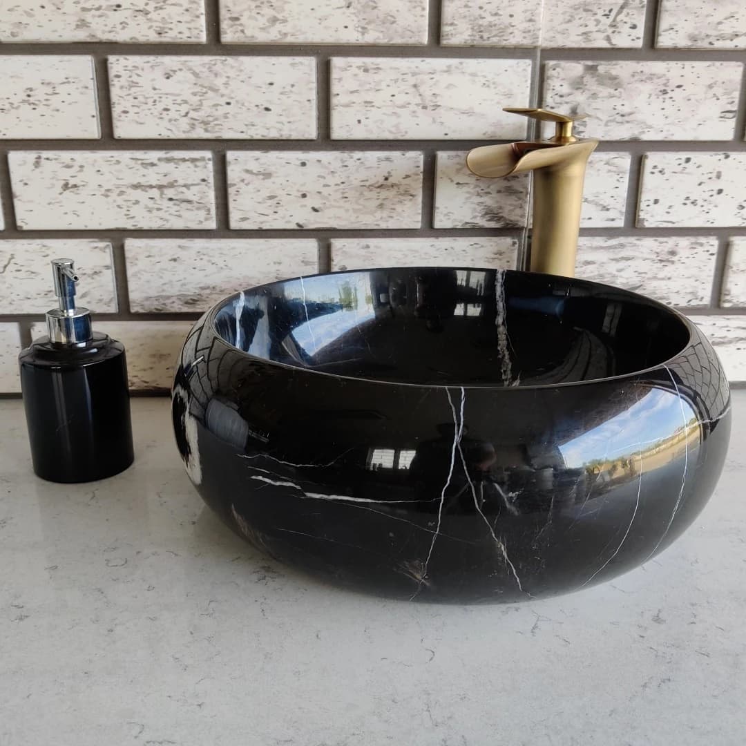 Toros Siyahı Teker Mermer Lavabo 1