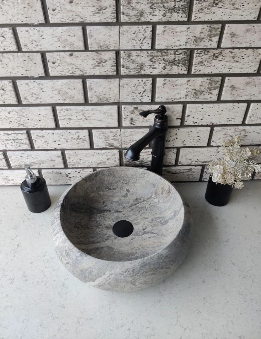 Silver Teker Mermer Lavabo 2