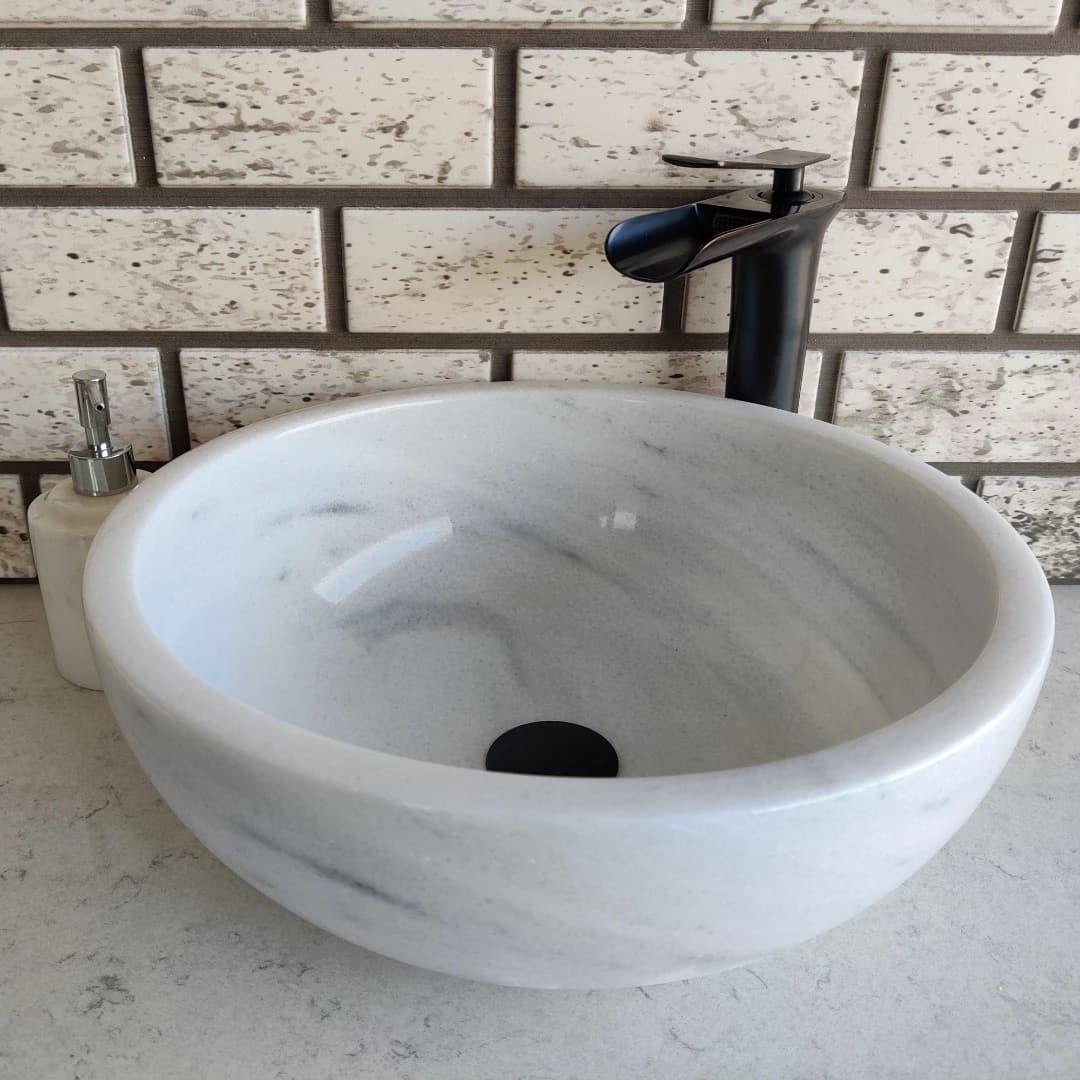Beyaz Çanak Mermer Lavabo 1