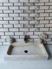 Traverten Köşeli Dik Mermer Lavabo 4