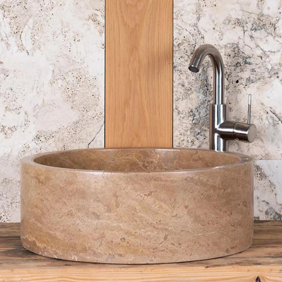 Traverten Noche Silindir Mermer Lavabo 1