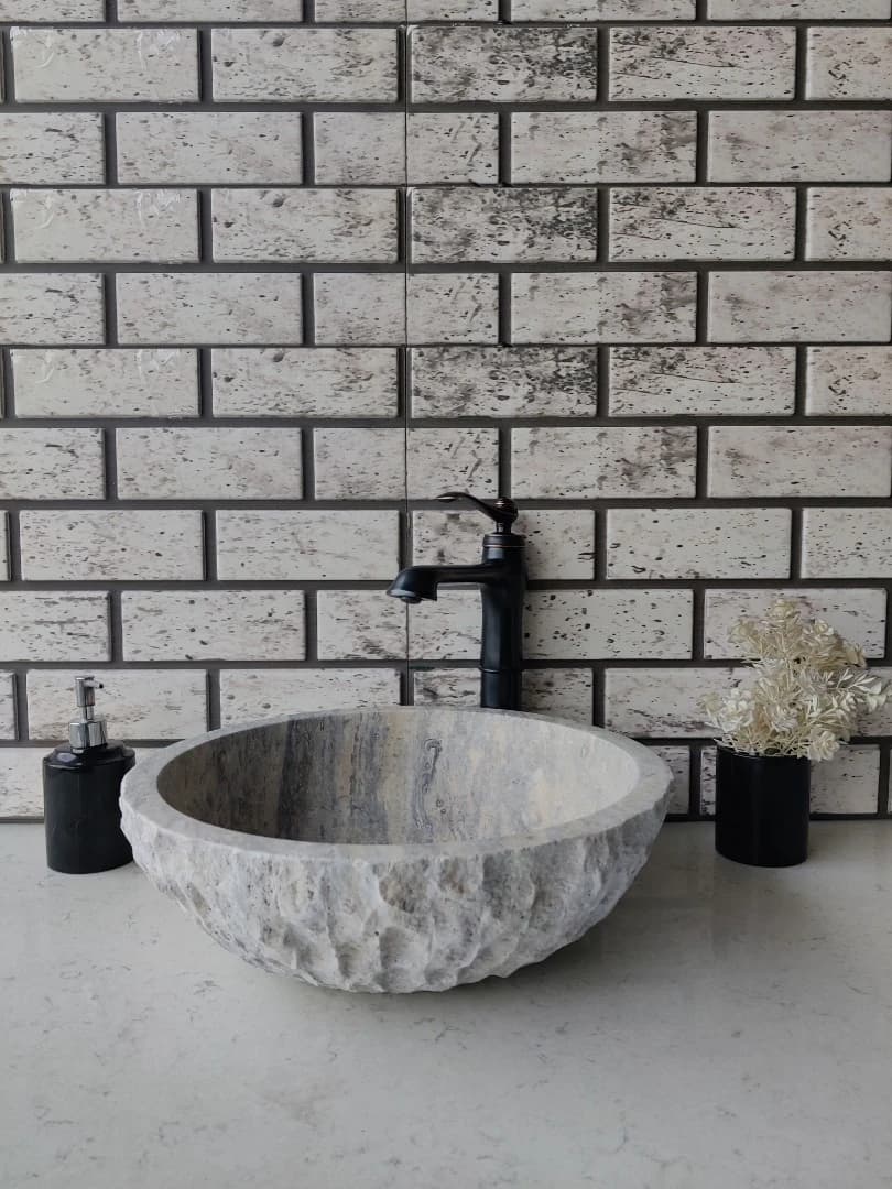 Silver Çanak Patlatma Mermer Lavabo 1