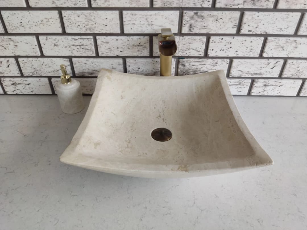 Traverten Kare Deep Yay Mermer Lavabo 4