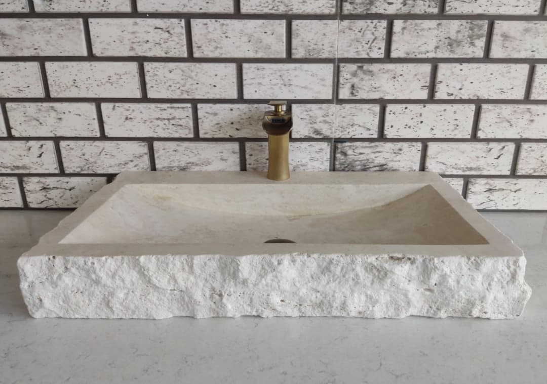Traverten Yay Patlatma Mermer Lavabo 5