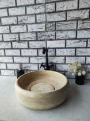 Traverten Pahlı Lid Teker Mermer Lavabo 4