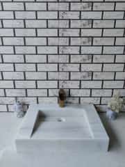 Beyaz Gizli Giderli Köşe Mermer Lavabo 8