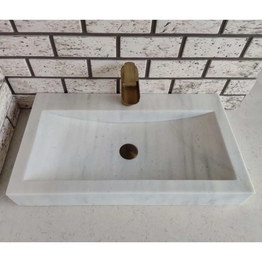 Beyaz Yay Mermer Lavabo 2