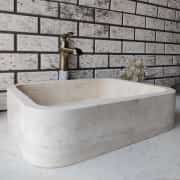 Traverten Dik Köşe Oval Mermer Lavabo 4