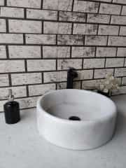 Beyaz Silindir Mermer Lavabo 4