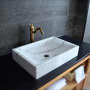Beyaz Pure Yay Mermer Lavabo 1