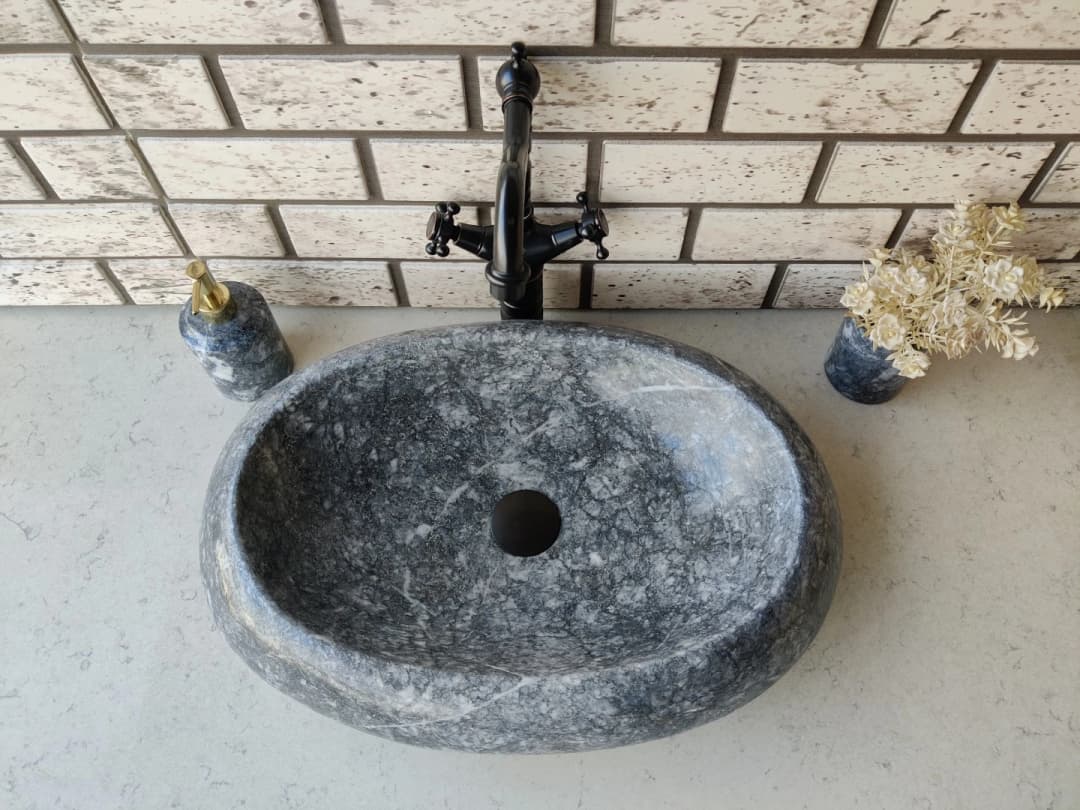 Karaca Siyahı Elips Mermer Lavabo 3