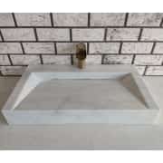 Beyaz Dikdörtgen Gizli Giderli Mermer Lavabo 3