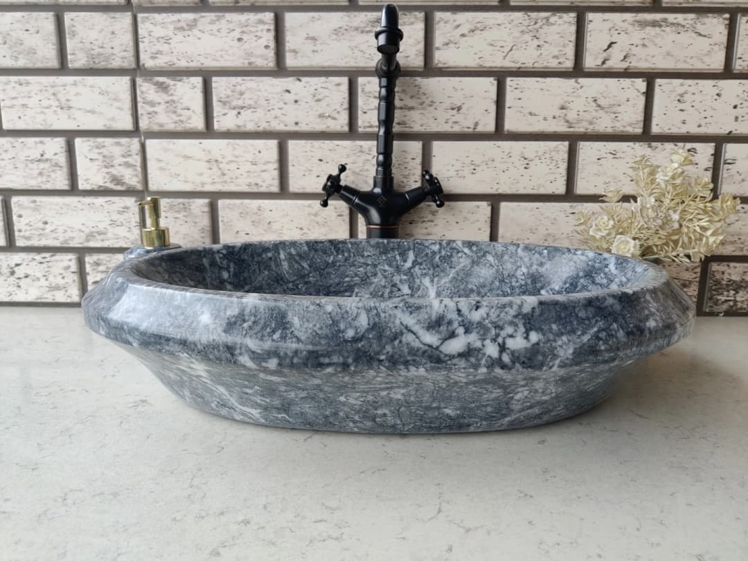 Karaca Siyahı Gear Elips Mermer Lavabo