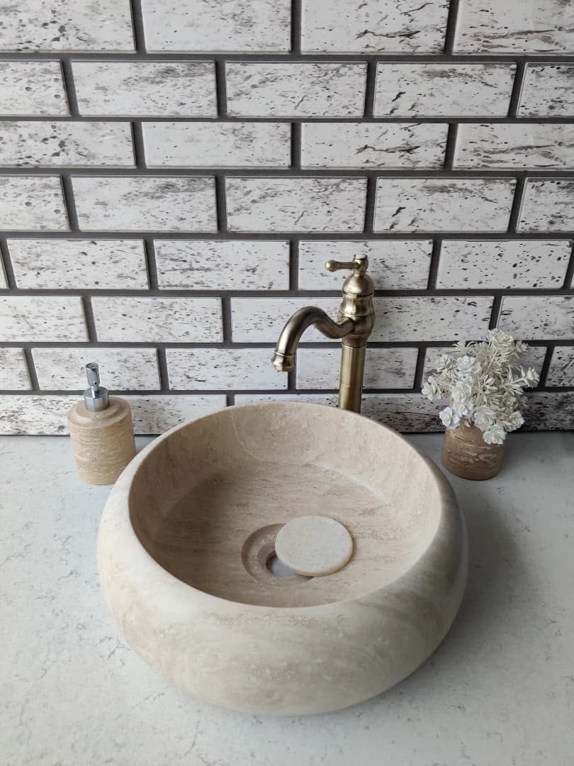 Traverten Lid Teker Mermer Lavabo 5