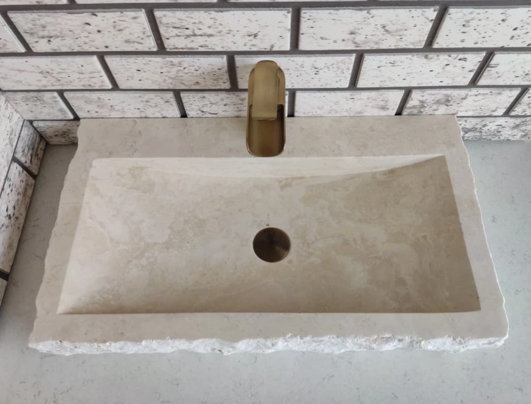 Traverten Yay Patlatma Mermer Lavabo 6