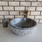 Gri Çanak Patlatma Mermer Lavabo 1