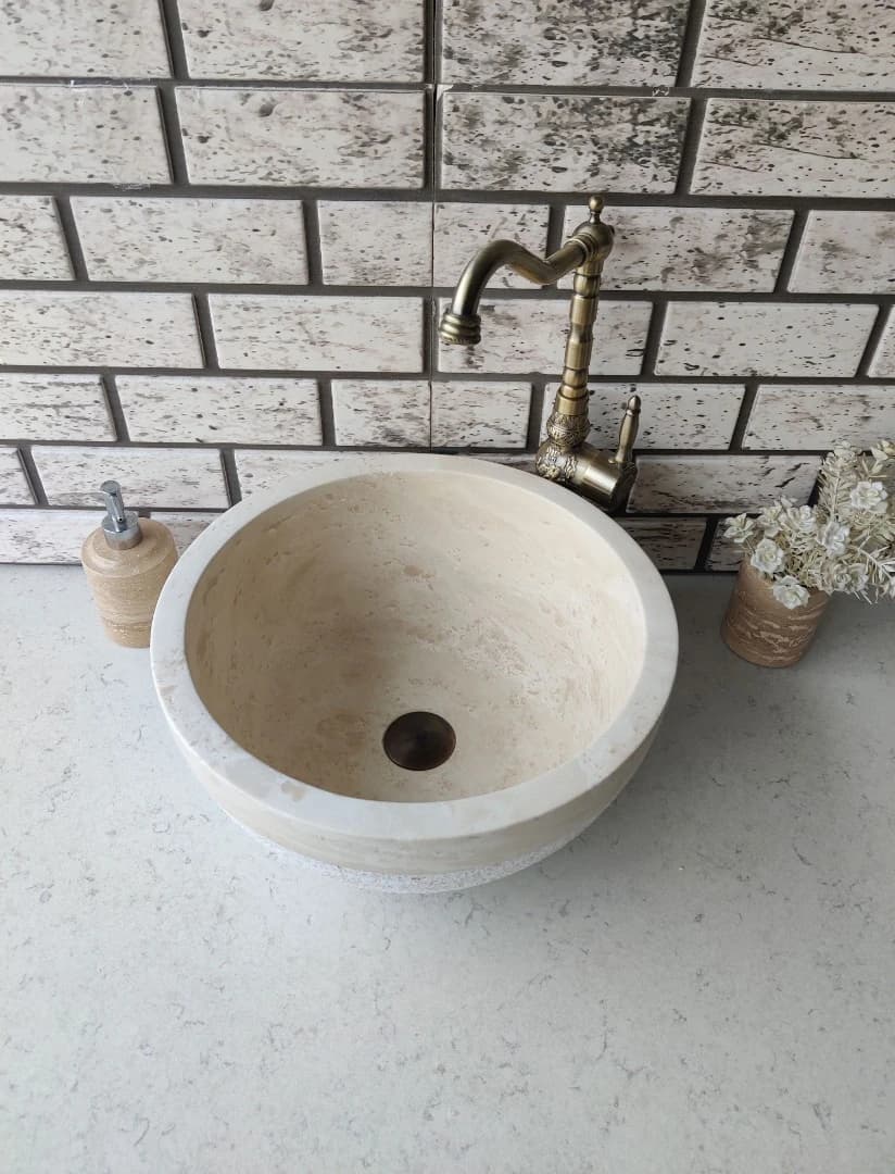 Traverten Deep Taramalı Mermer Lavabo 2